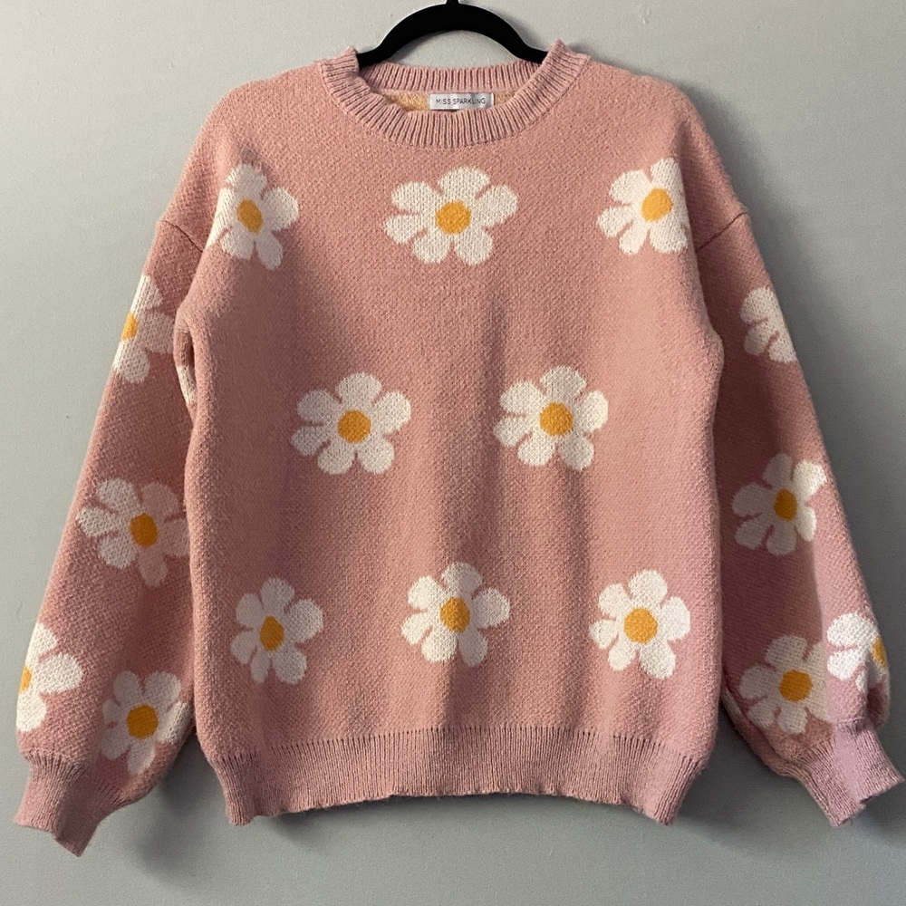 Pull&Bear Pink Daisy Sweater